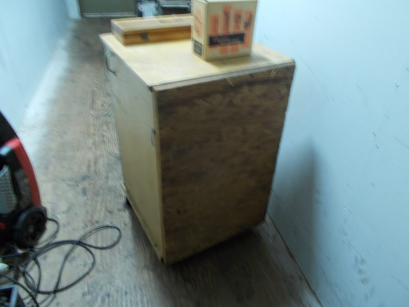 workbench with door/storage, wheels